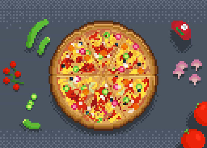 Pixel Art Pizza with Toppings
