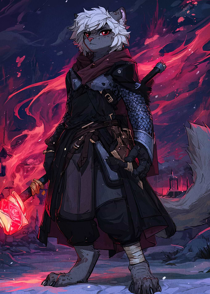 Anthromorphic Warrior with Glowing Staff