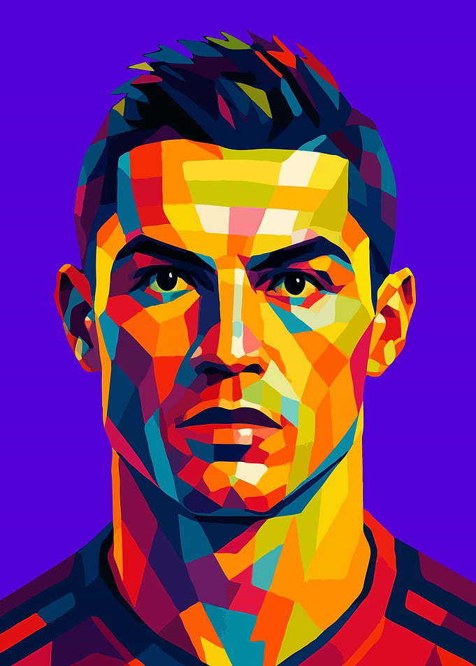 Cristiano Ronaldo Colorful Portrait WPAP Art