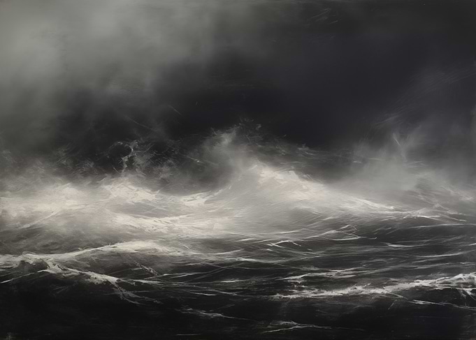 Stormy dark ocean waves