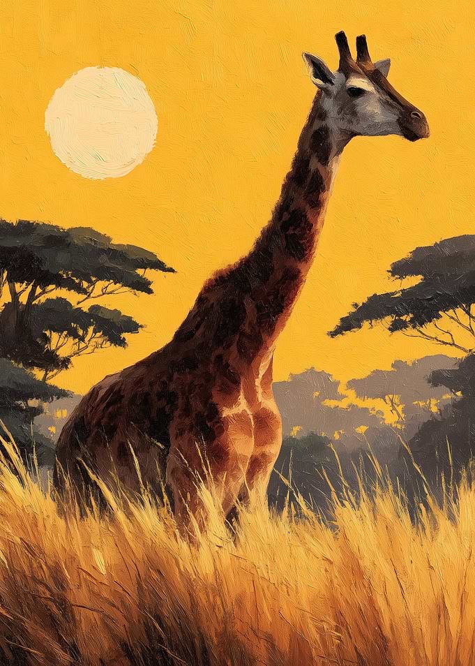 Giraffe in Savannah Painting