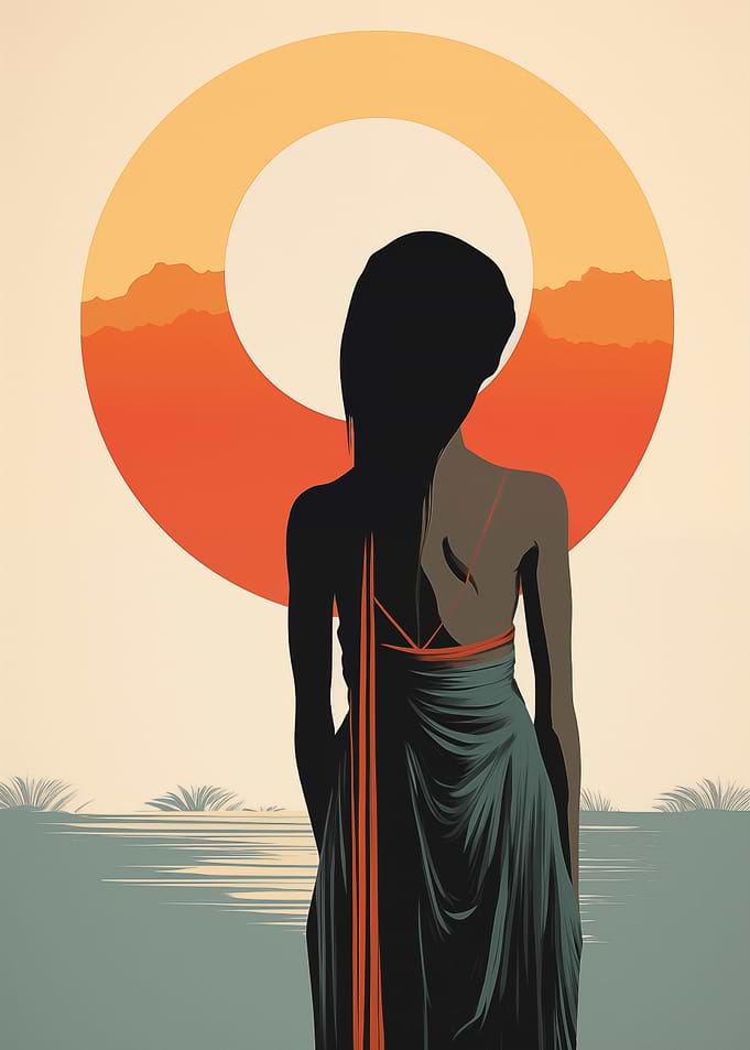 Woman at sunset Boho style