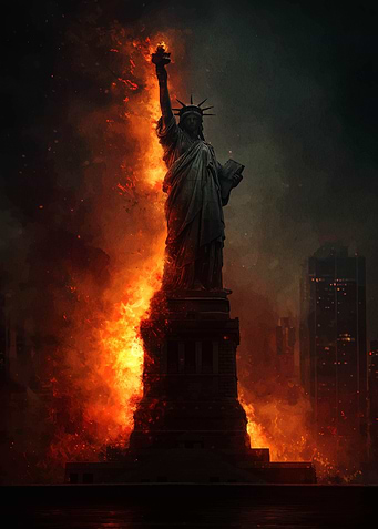 Statue of Liberty in Flames