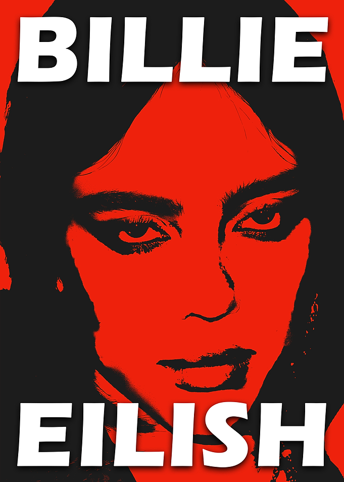 Billie Eilish Red and Black Portrait