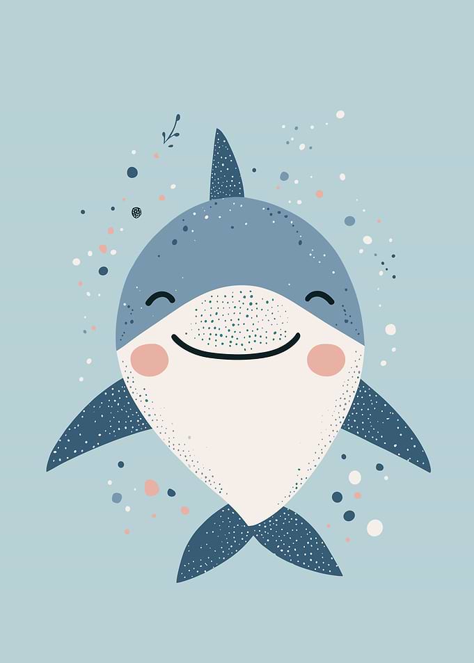 Cute Cartoon Shark Illustration