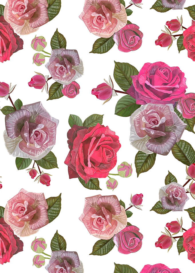 Floral Rose Pattern on White Background