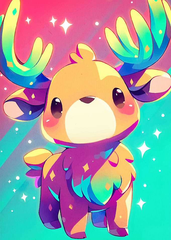 Cartoon Reindeer Colorful