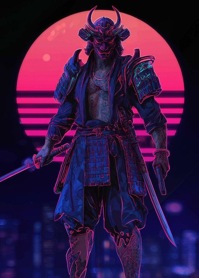 Cyberpunk Samurai with Neon Accents