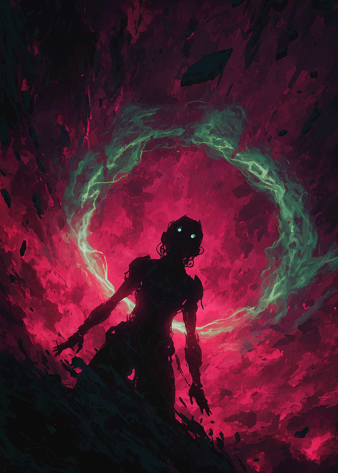 Silhouette Figure with Glowing Circle