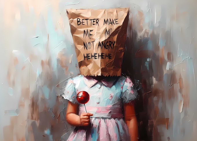 The Girl Behind the Bag – A Humorous Exploration in Paint