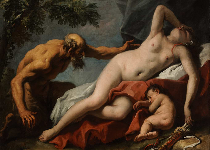 Jupiter, Antiope and Cupid painting
