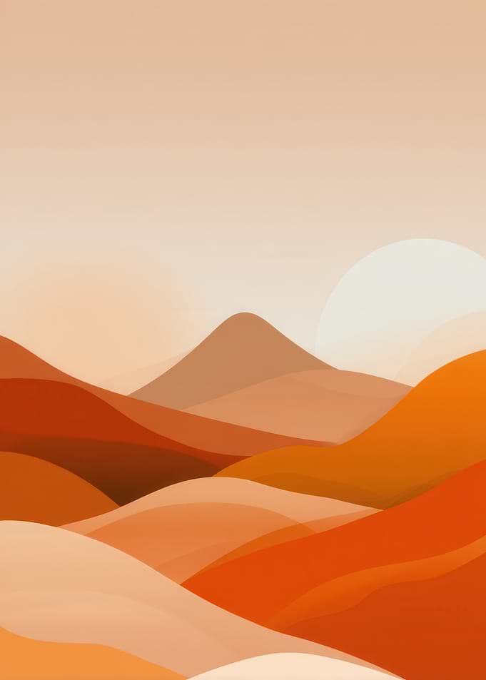 Abstract Desert Landscape with Rising Sun