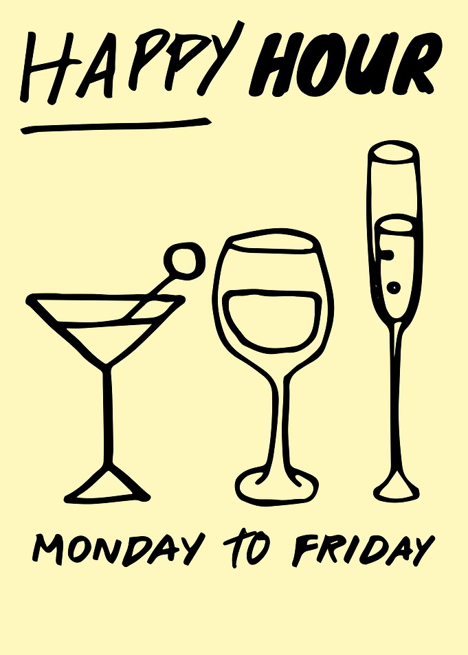 Happy Hour Drinks Illustration