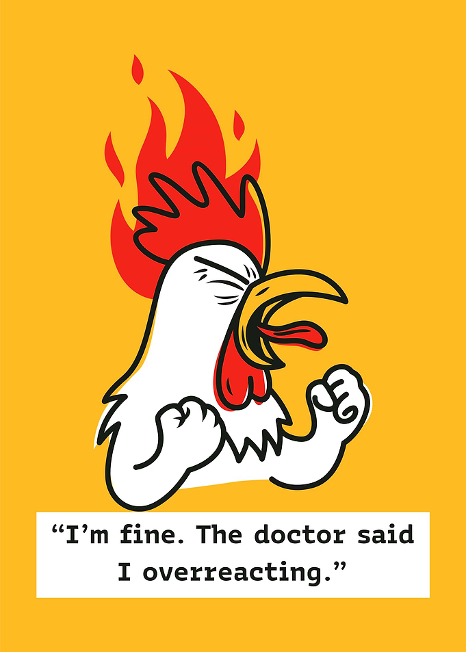 Overreacting Chicken Cartoon