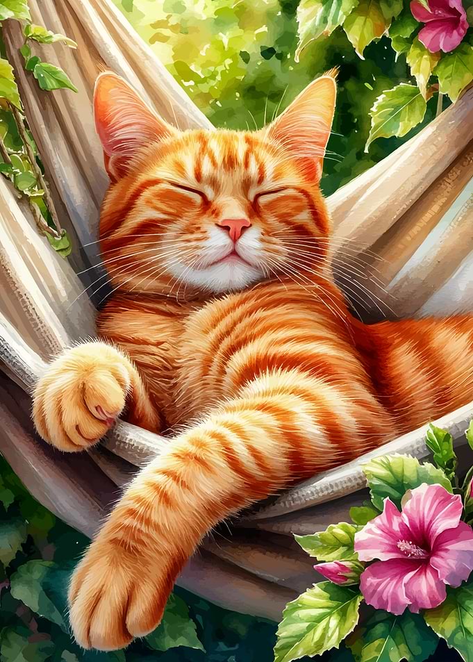 Ginger Cat Relaxing in Hammock