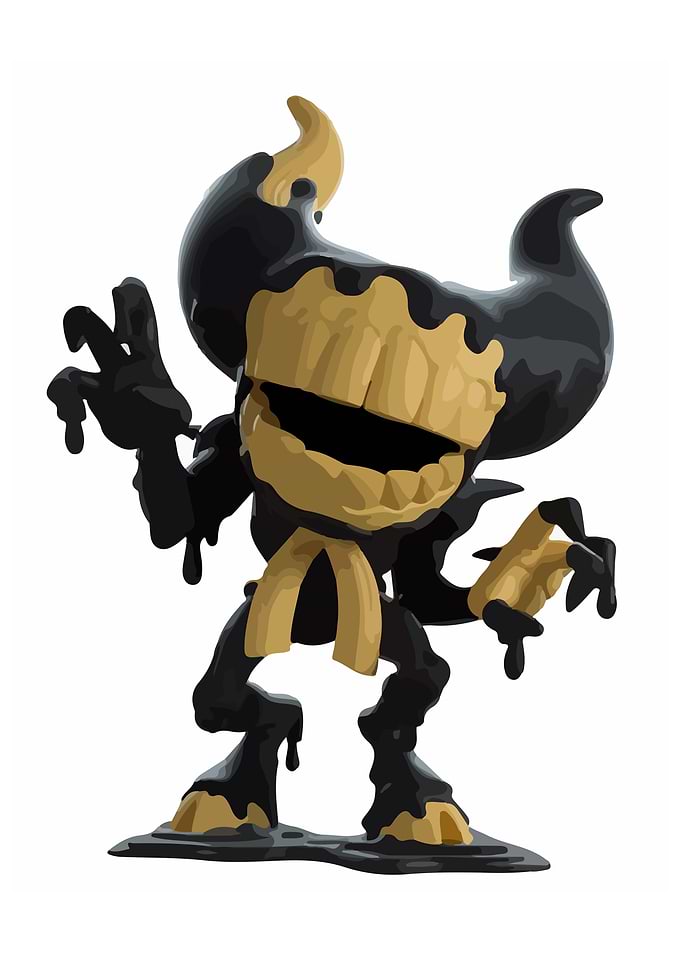 Cartoon Character with Horns and Dripping Ink