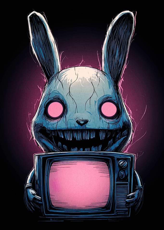 Creepy Bunny with TV