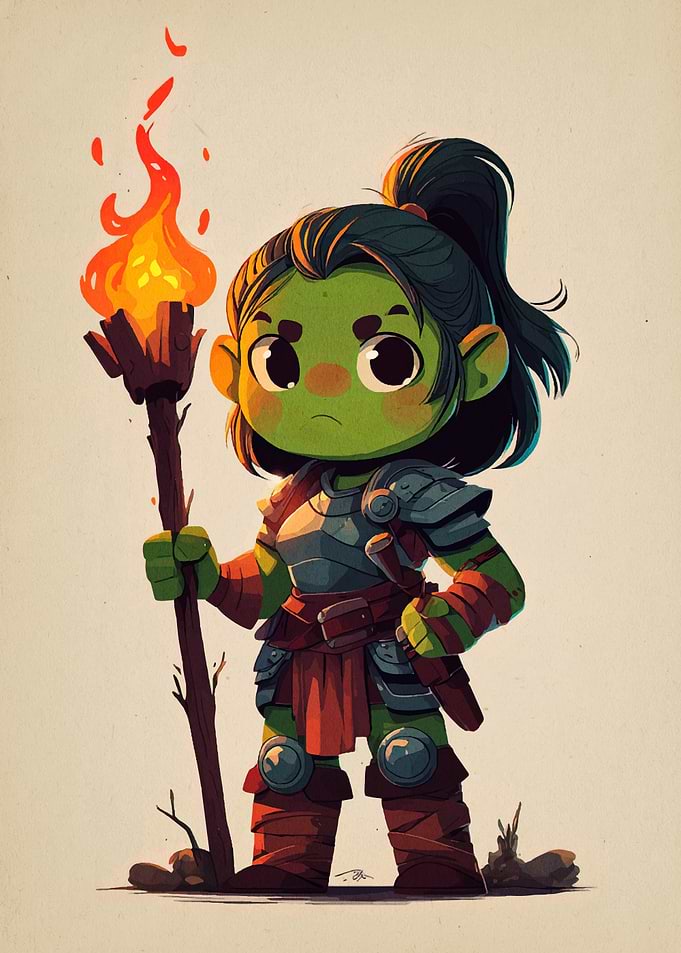 Cartoon Orc with Torch