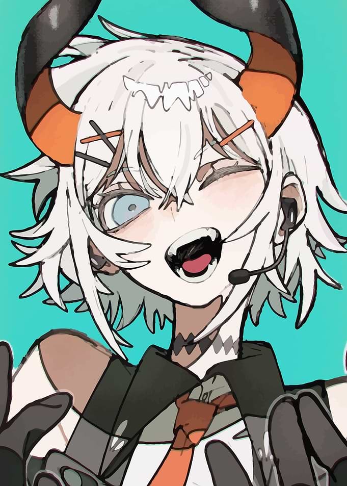 Anime Girl with Horns and Headset