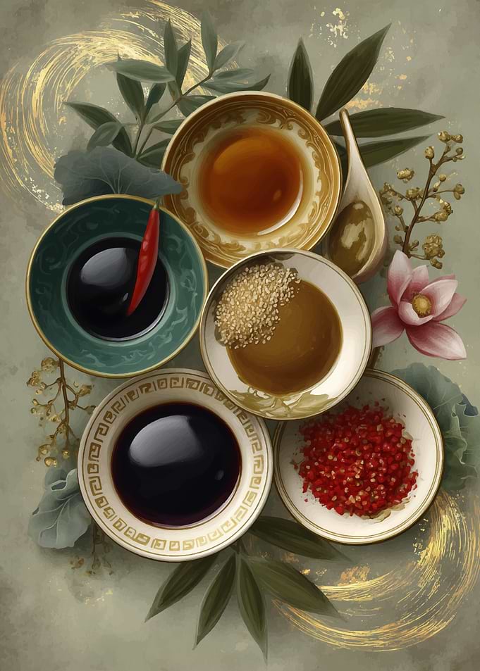 Asian Sauces and Spices Still Life