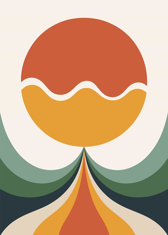 Retro Sunset Abstract Art Print