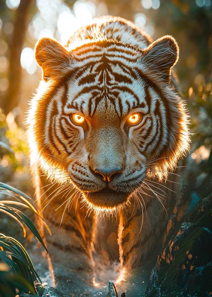 Glowing-Eyed Tiger in the Jungle