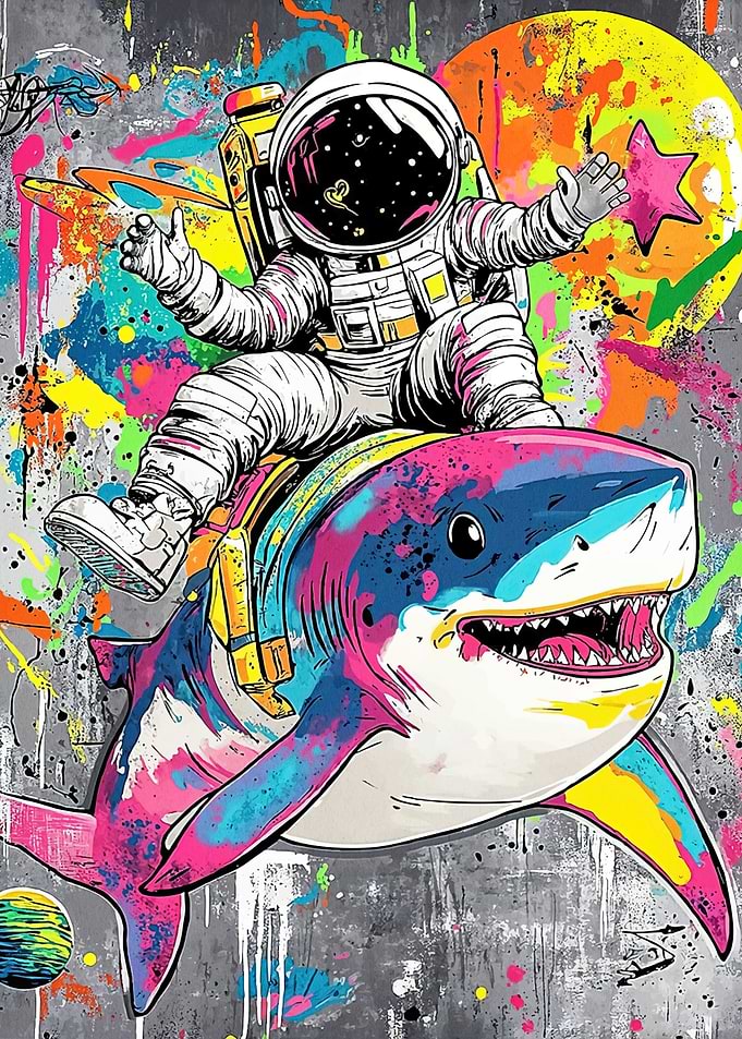 Astronaut shark space