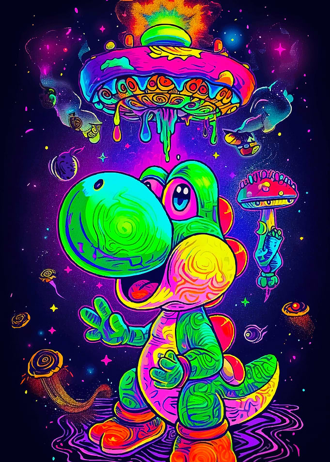 Psychedelic Yoshi in Space