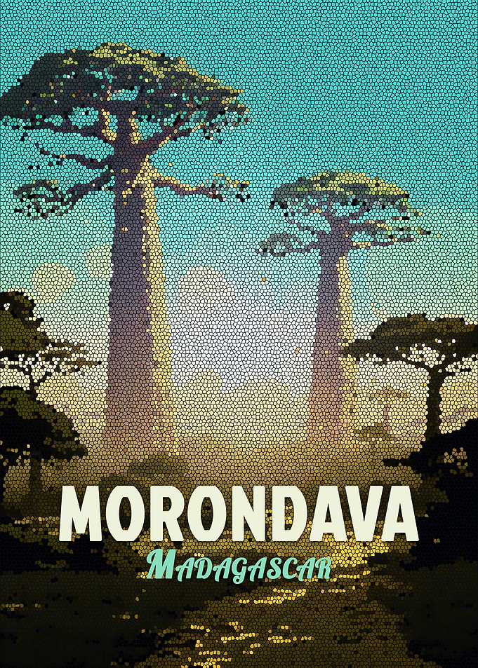 Morondava Madagascar Mosaic Metal Poster