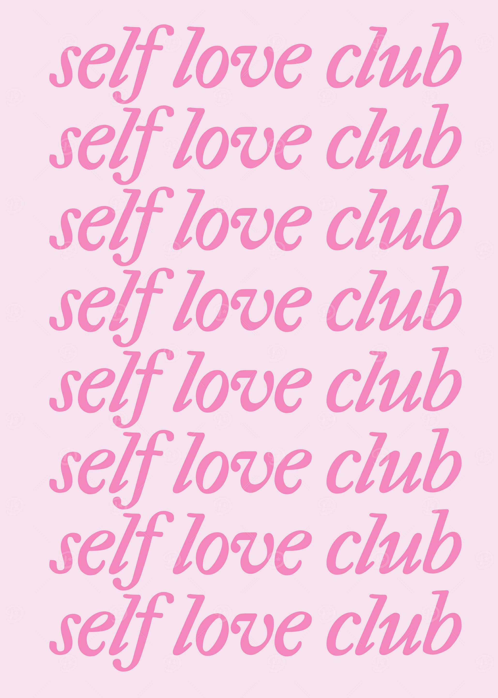 Self Love Club Pink Text Pattern