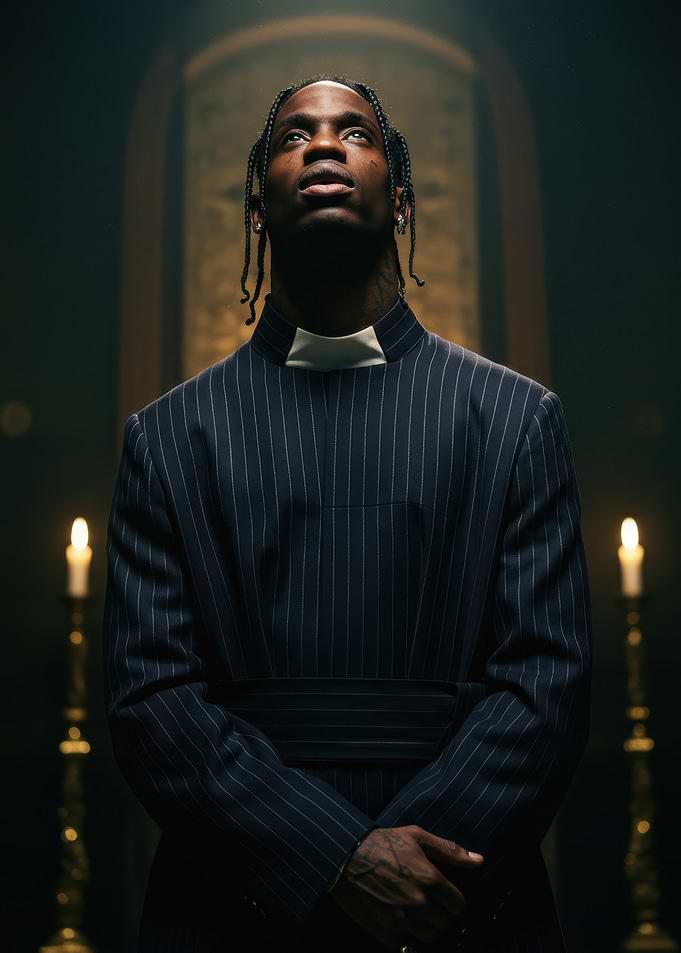 Travis Scott in Clerical Attire