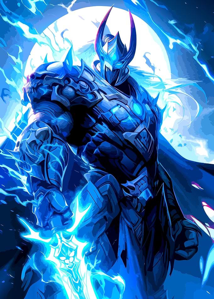 Blue Armored Warrior with Sword