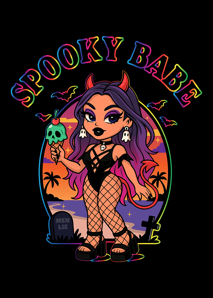 Spooky Babe Devil Cartoon Illustration