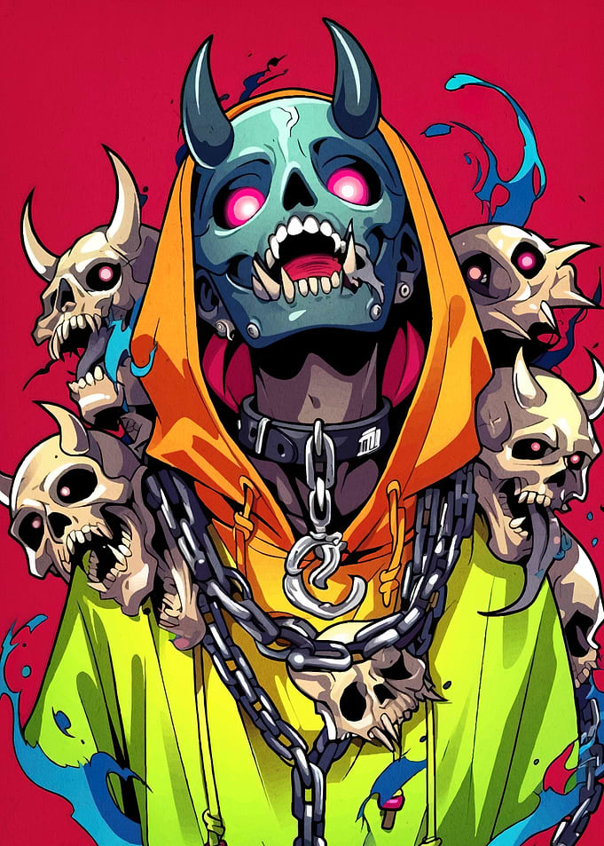 Cyberpunk Demon Skulls