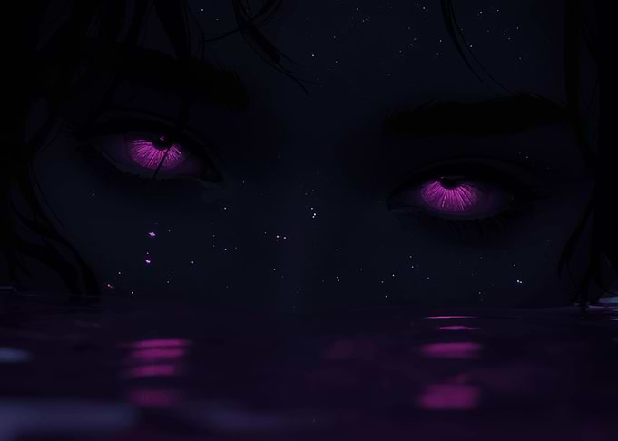 Glowing Eyes in Dark Water
