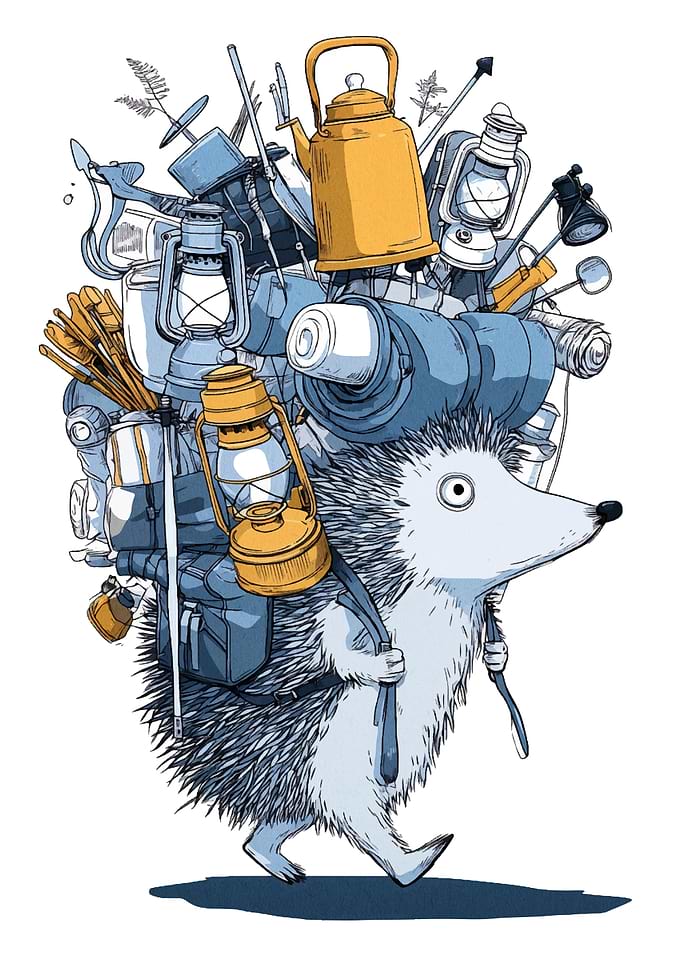 Hedgehog with Camping Gear