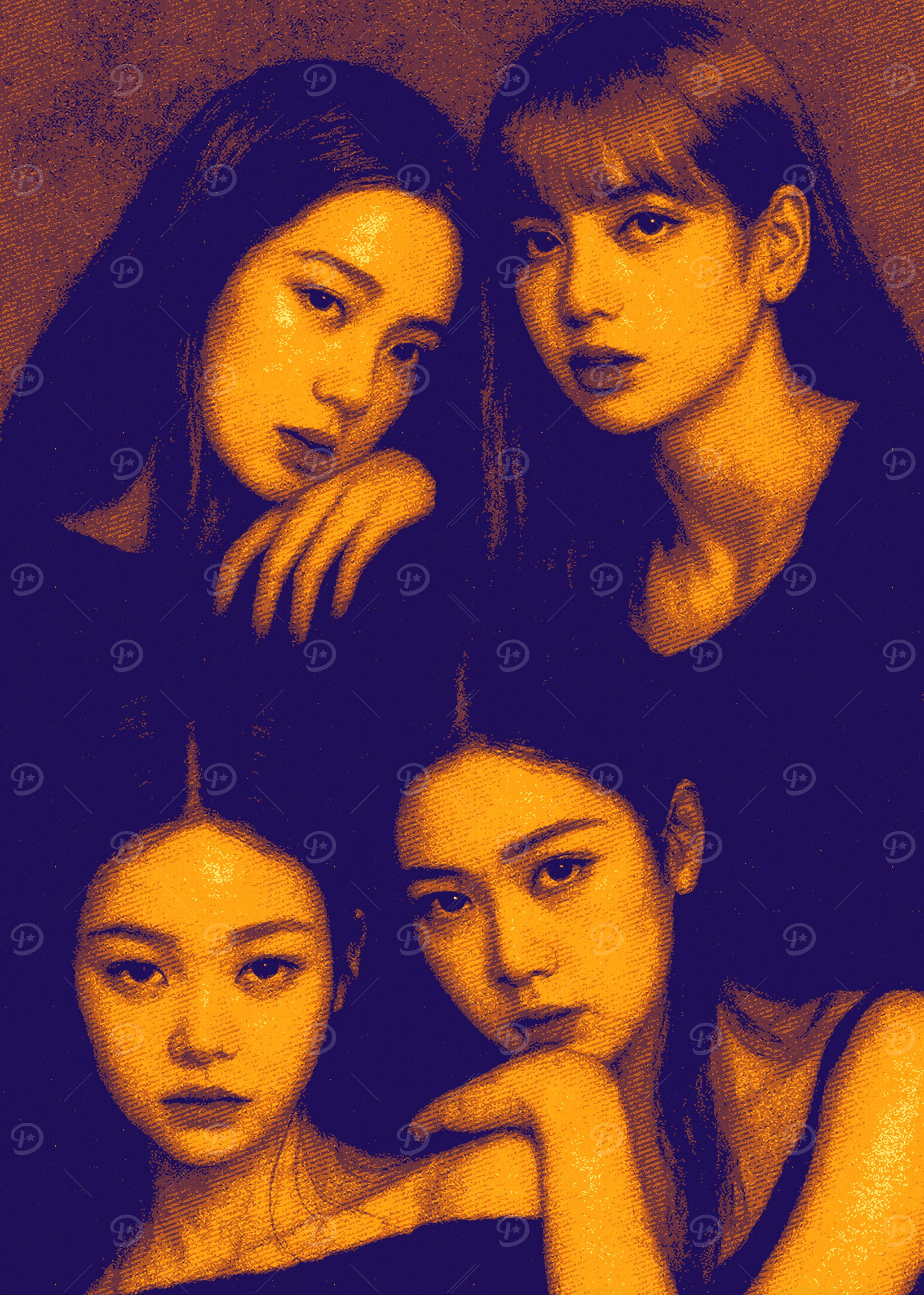 Blackpink Portrait in Orange and Blue