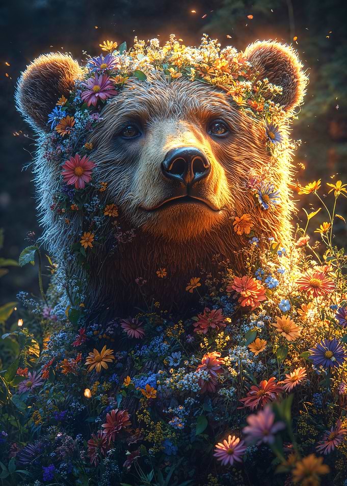 Floral Bear Portrait