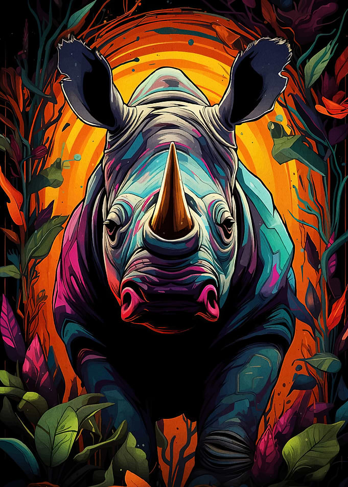 Colorful Rhino Jungle