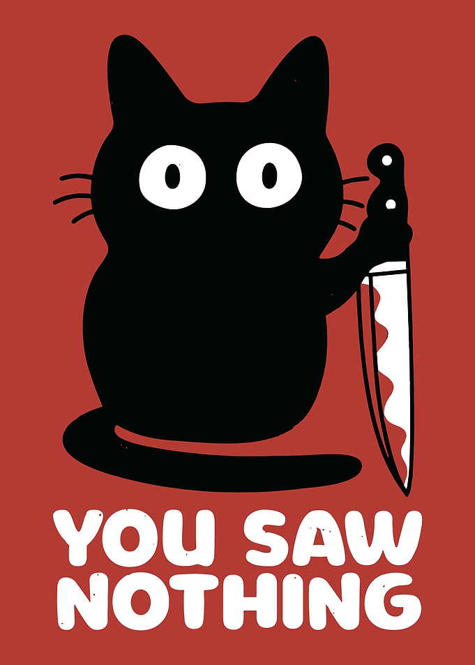 Black Cat with Knife