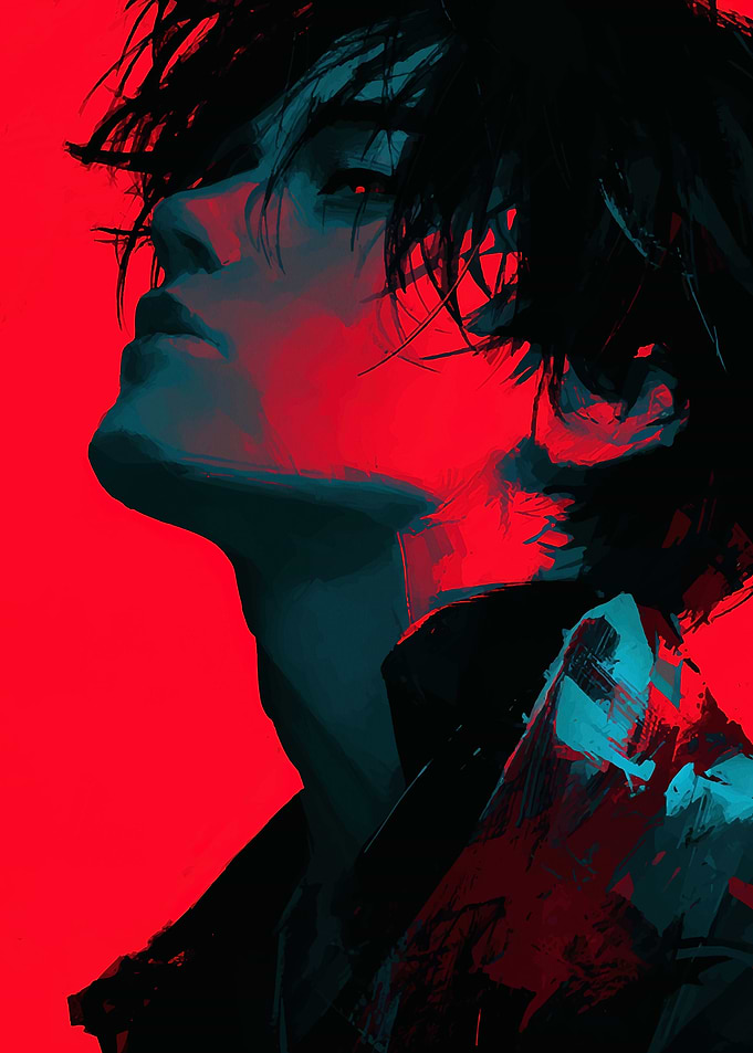 Red and Teal Portrait Illustration