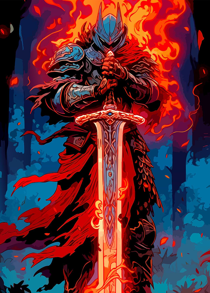 Fiery Knight with Sword