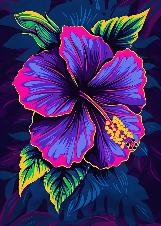Vibrant Hibiscus Flower Digital Art