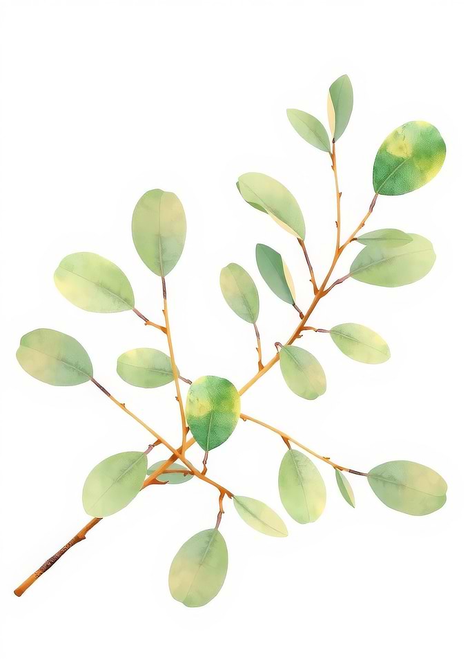 Watercolor Eucalyptus Branch Illustration