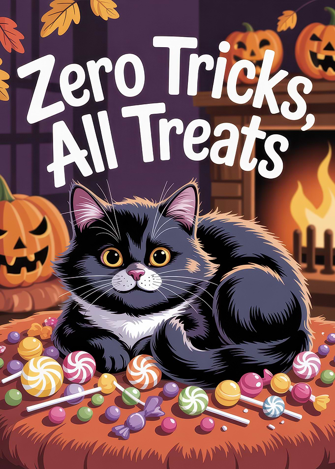 Zero Tricks, All Treats Halloween Cat