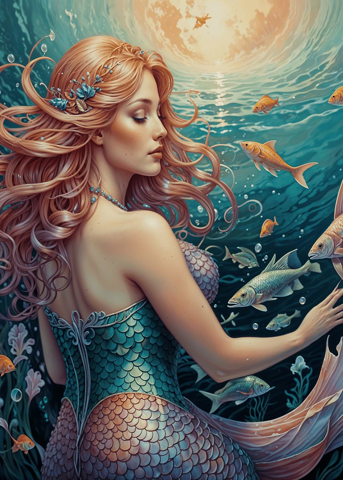 Dreamy Mermaid in Teal Waters