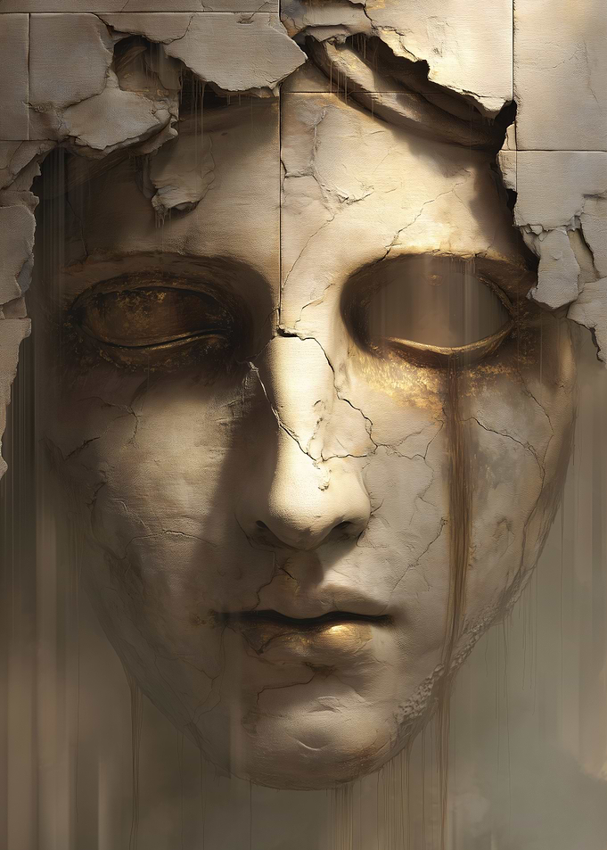 Cracked Horror Stone Face