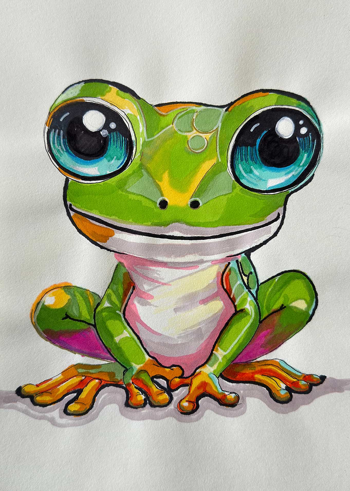 Cartoon Frog with Big Eyes