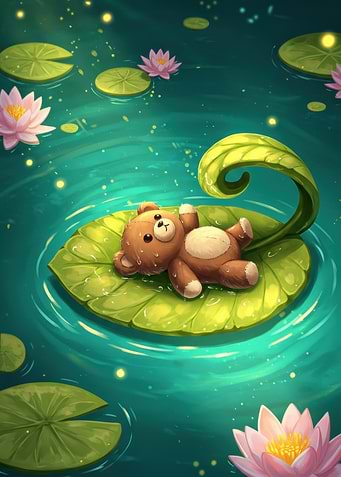 Teddy Bear on Lily Pad