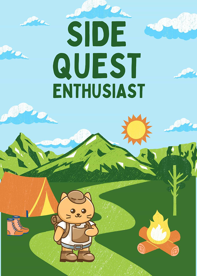 Side Quest Enthusiast Cartoon Illustration